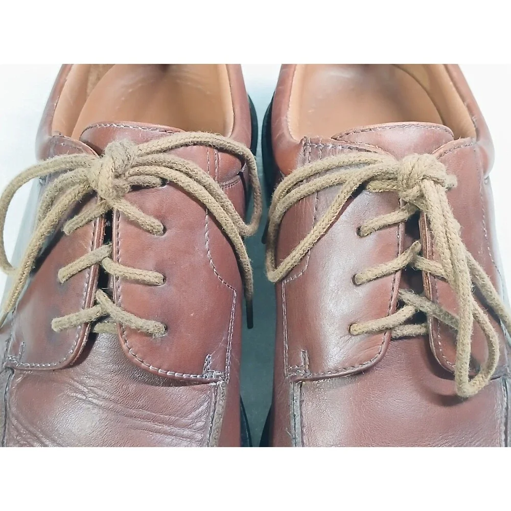 Johnston & Murphy Brown Leather Derby 9.5W Cognac Lace Up Dress Shoes
